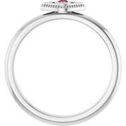 Sterling Silver Natural Pink Tourmaline Stackable Evil Eye Ring