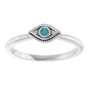 Platinum Natural Alexandrite Stackable Evil Eye Ring