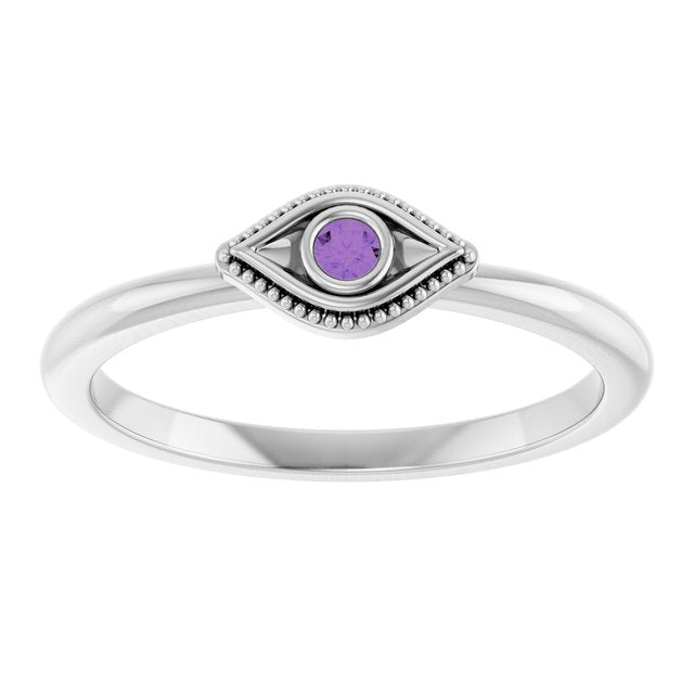 Stackable Evil Eye Ring with Diamond and Gemstones Series 72149