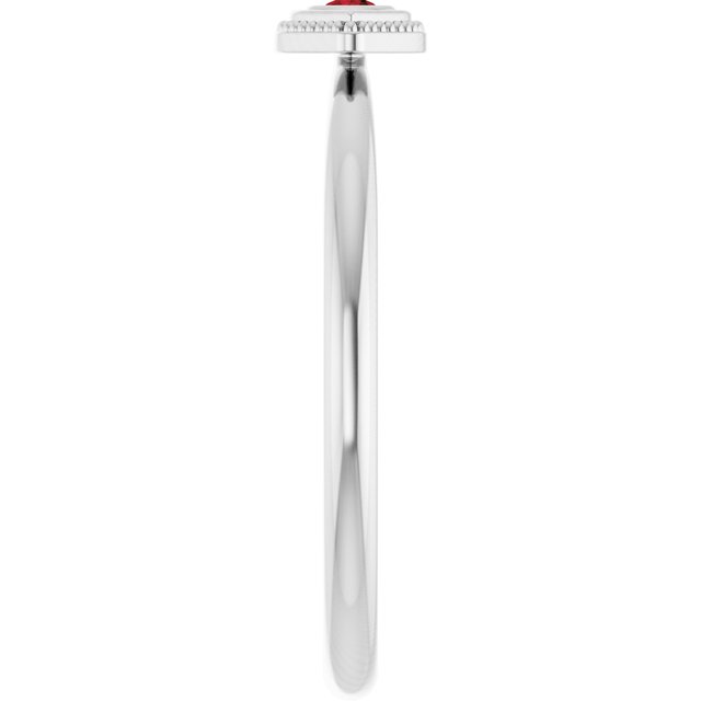 Platinum Natural Mozambique Garnet Stackable Evil Eye Ring