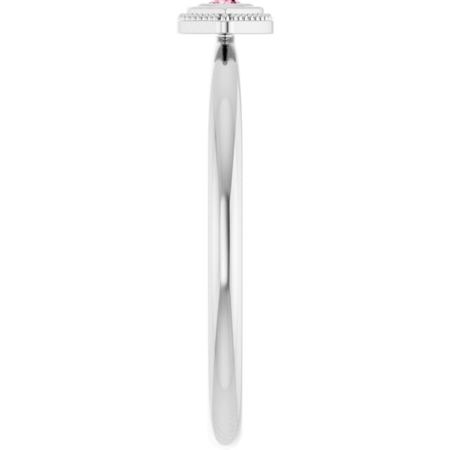 Platinum Natural Pink Tourmaline Stackable Evil Eye Ring