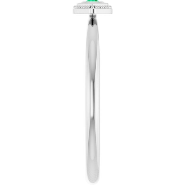 Sterling Silver Lab-Grown Emerald Stackable Evil Eye Ring