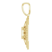 14K Yellow .025 CT Natural Diamond Filigree Pendant