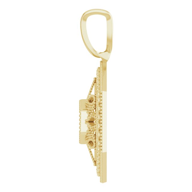 14K Yellow .025 CT Natural Diamond Filigree Pendant