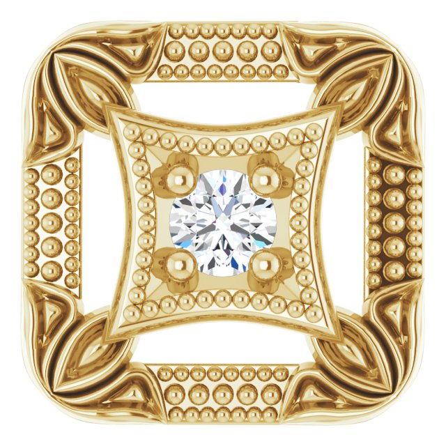 14K Yellow .03 CT Natural Diamond Vintage-Inspired Pendant