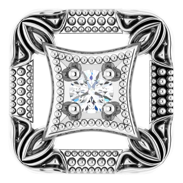 14K White .03 CT Natural Diamond Vintage-Inspired Pendant
