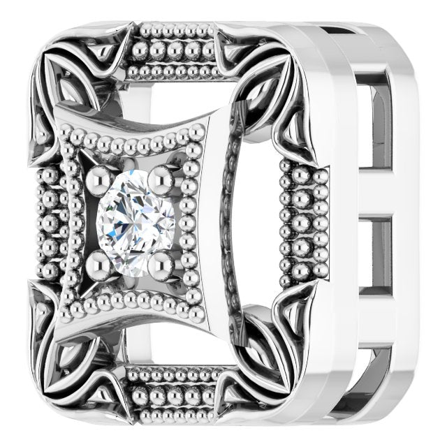 14K White .03 CT Natural Diamond Vintage-Inspired Pendant