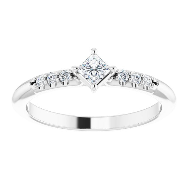 14K White 1/4 CTW Natural Diamond Stackable Ring