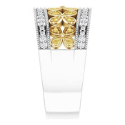 14K White/Yellow 3/8 CTW Yellow & White Natural Diamond Floral Ring