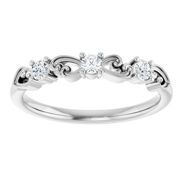 14K White 1/5 CTW Natural Diamond Stackable Ring