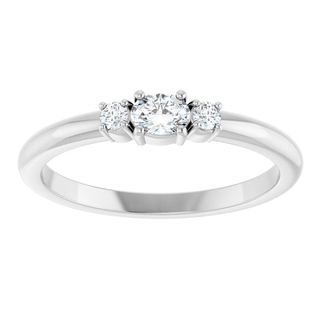 14K White 1/5 CTW Natural Diamond Stackable Ring