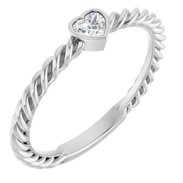 Sterling Silver 1/6 CT Natural Diamond Bezel-Set Rope Ring - Stylish and Elegant