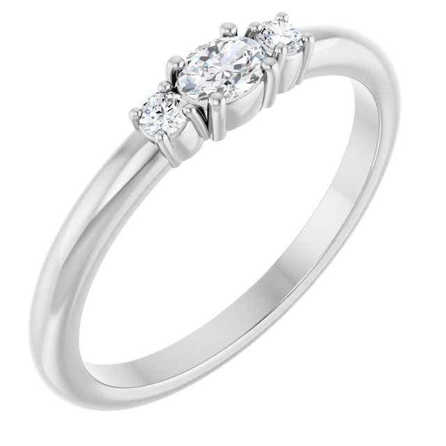 14K White 1/5 CTW Natural Diamond Stackable Ring