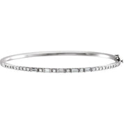 14K White 1 CTW Natural Diamond 7" Bangle Bracelet