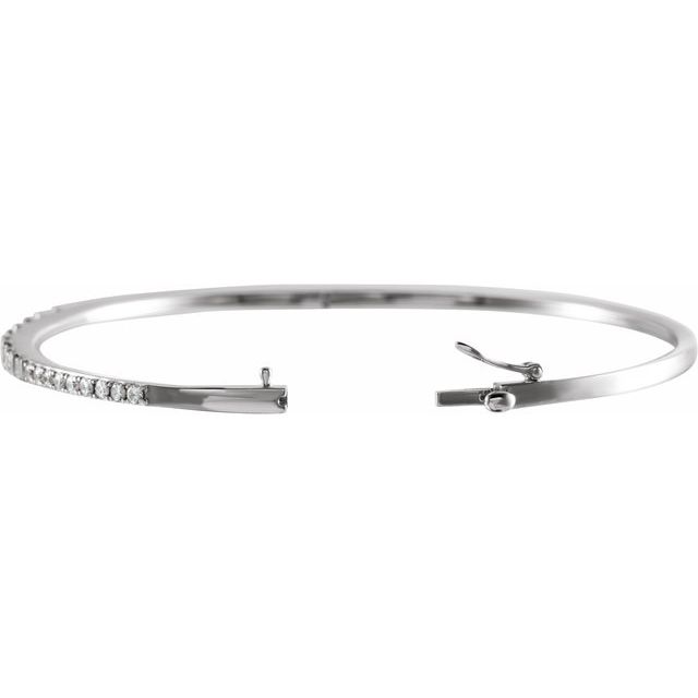 14K White 1 CTW Natural Diamond 7" Bangle Bracelet