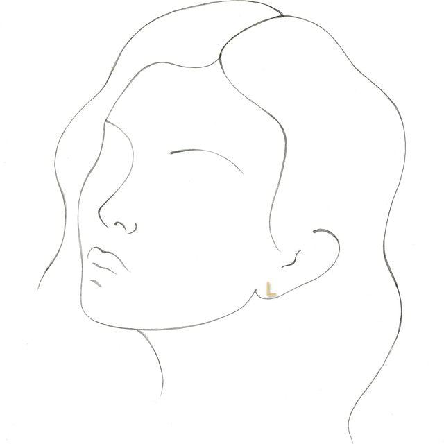 14K Yellow Single Initial L Earring
