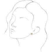 14K Yellow Single Initial W Earring