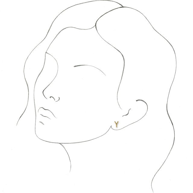 14K Yellow Single Initial Y Earring
