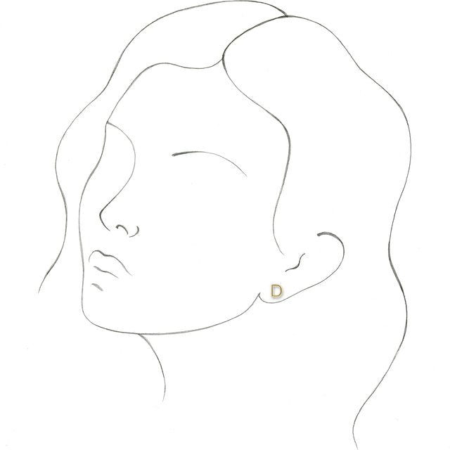 14K Yellow Single Initial D Earring