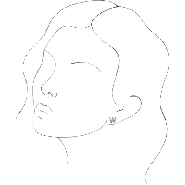14K Rose Single Initial W Earring