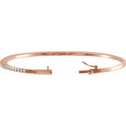 14K Rose 1 CTW Natural Diamond 7" Bangle Bracelet