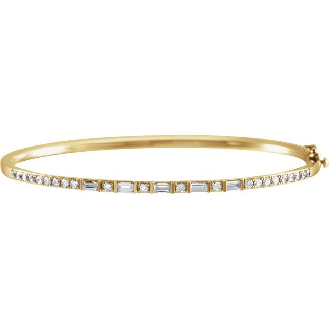 14K Yellow 1 CTW Natural Diamond 7" Bangle Bracelet