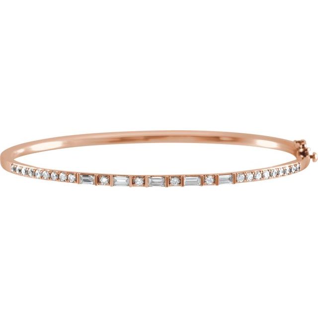 14K Rose 1 CTW Natural Diamond 7" Bangle Bracelet