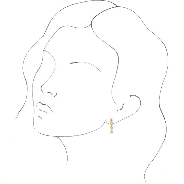 14K Gold Initial Dangle Hinged Huggie Earrings
