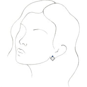 14K White Natural Blue Sapphire & 1/3 CTW Natural Diamond Earrings