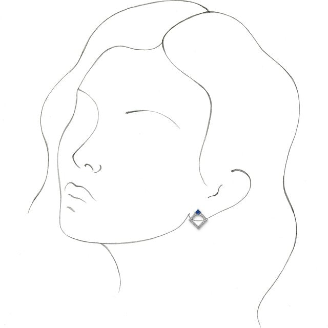 14K White Natural Blue Sapphire & 1/3 CTW Natural Diamond Earrings