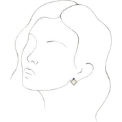 14K Yellow Natural Blue Sapphire & 1/3 CTW Natural Diamond Earrings