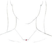 Sterling Silver Lab-Grown Ruby & 1/10 CTW Natural Diamond 16" Necklace