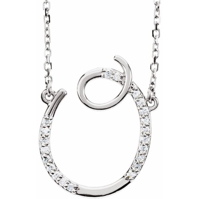 14K White Gold .08 CTW Natural Diamond Initial O Necklace