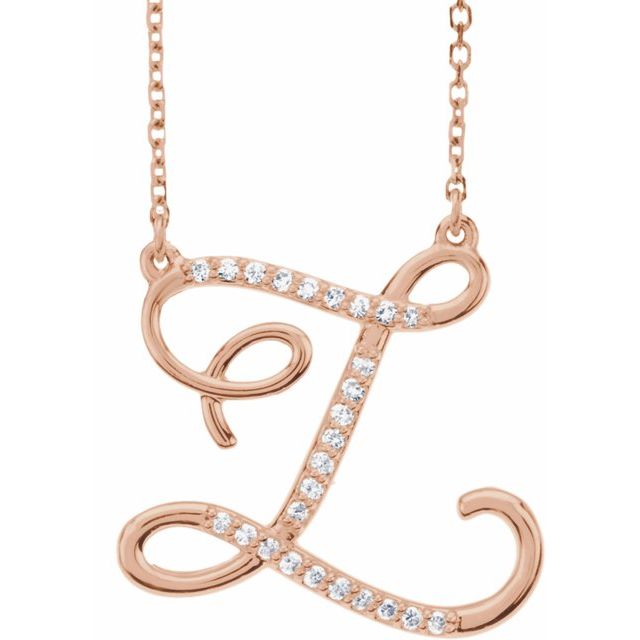 14K Rose Gold 1/10 CTW Natural Diamond Initial Z 16" Necklace - Motek Jewelry