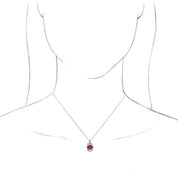 Sterling Silver Natural Ruby & 1/3 CTW Natural Diamond 16-18" Necklace