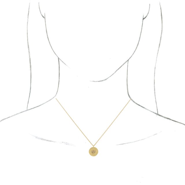 14K Yellow .025 CTW Natural Diamond Lotus 16-18" Necklace