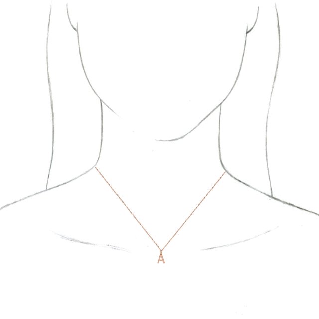 14K Rose Initial A Dangle 16" Necklace