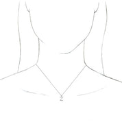 Sterling Silver Initial Z Dangle 16" Necklace