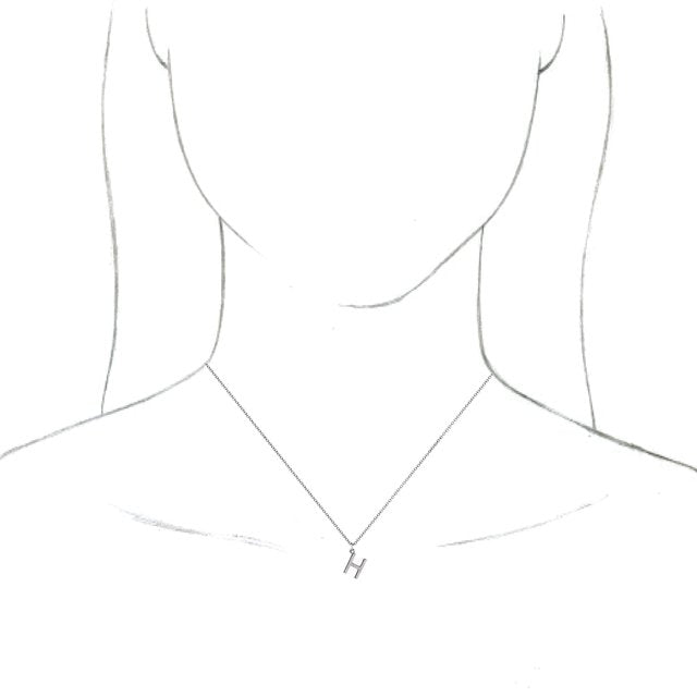 Sterling Silver Initial H Dangle 16" Necklace