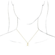 18K Yellow Gold-Plated Sterling Silver Initial Z  Dangle 16" Necklace