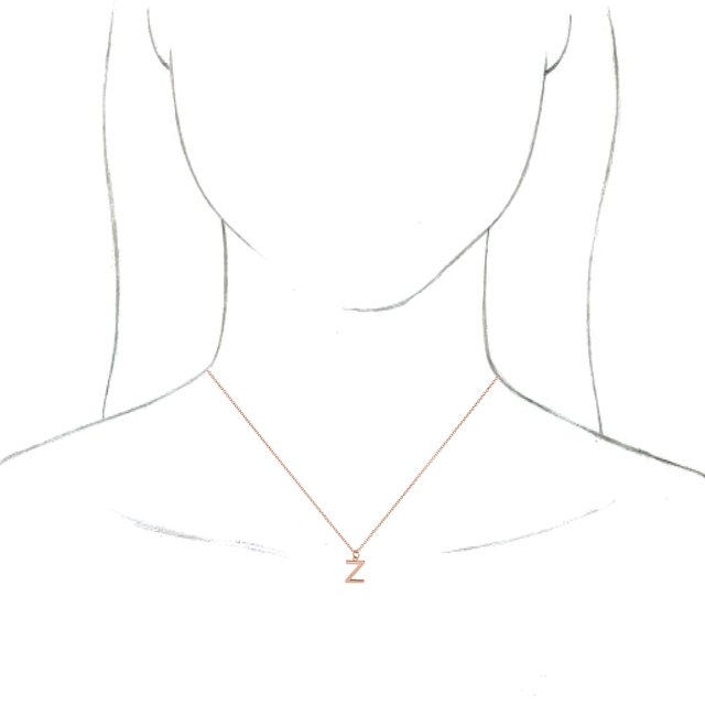 14K Rose Initial Z Dangle 16" Necklace