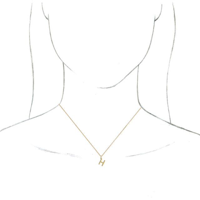18K Yellow Gold-Plated Sterling Silver Initial H  Dangle 16" Necklace