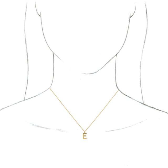 18K Yellow Gold-Plated Sterling Silver Initial E  Dangle 16" Necklace