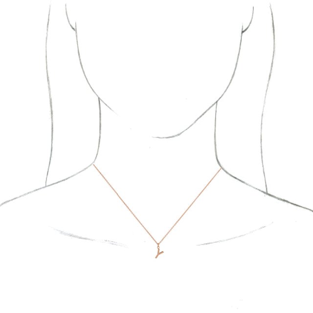 14K Rose Initial Y Dangle 18" Necklace