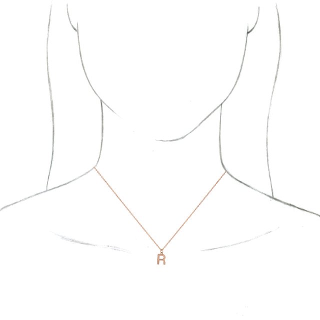 14K Rose Initial R Dangle 16" Necklace