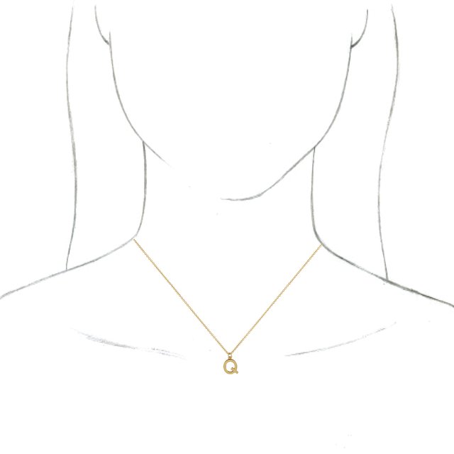 18K Yellow Gold-Plated Sterling Silver Initial Q  Dangle 16" Necklace
