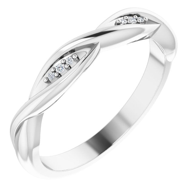 Platinum .02 CTW Natural Diamond Stackable Twisted Ring