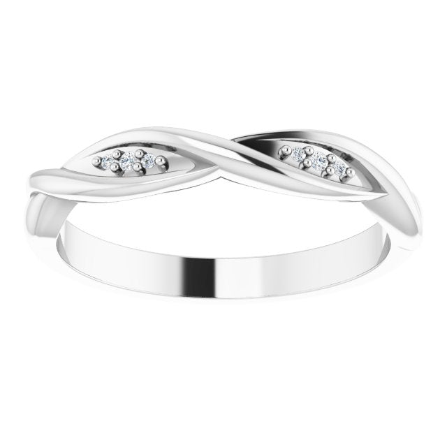 Platinum .02 CTW Natural Diamond Stackable Twisted Ring