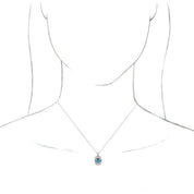 14K White Natural Aquamarine & 1/3 CTW Natural Diamond 16-18" Necklace