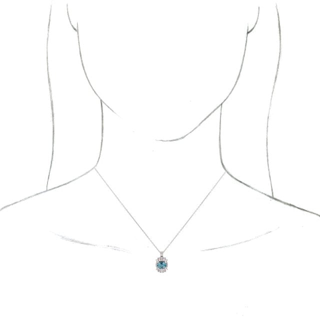 14K White Natural Aquamarine & 1/3 CTW Natural Diamond 16-18" Necklace